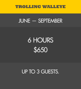 Trolling Walleye Pricing Table Fishing Charter Detroit River and Lake St. Clair