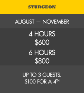 Sturgeon Pricing Table for Fishing Charter Detroit River and Lake St. Clair